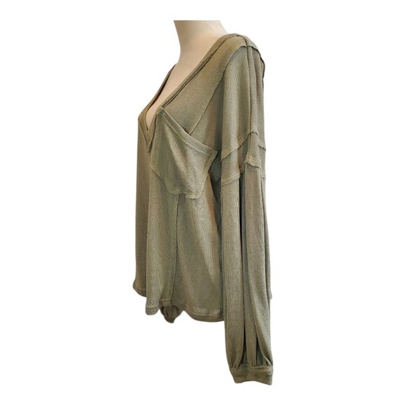 POL SZ L "Look In Your Eyes" Lightweight Long Sleeve Sweater in Dusty Olive - Picture 6 of 10